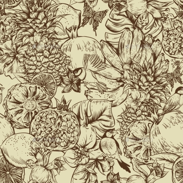 GraphicRiver Vintage Monochrome Seamless Background Tropical 11498483 GraphicRiver Vintage Monochrome Seamless Background Tropical 11498483