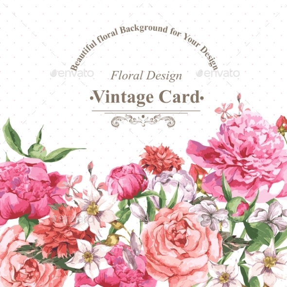 GraphicRiver Vintage Watercolor Greeting Card With Blooming 11498503 GraphicRiver Vintage Watercolor Greeting Card With Blooming 11498503