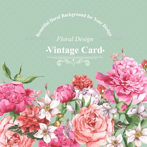 GraphicRiver Vintage Watercolor Greeting Card With Blooming 11498505 GraphicRiver Vintage Watercolor Greeting Card With Blooming 11498505