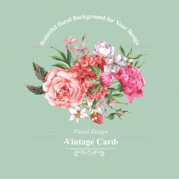 GraphicRiver Vintage Watercolor Greeting Card With Blooming 11498548 GraphicRiver Vintage Watercolor Greeting Card With Blooming 11498548