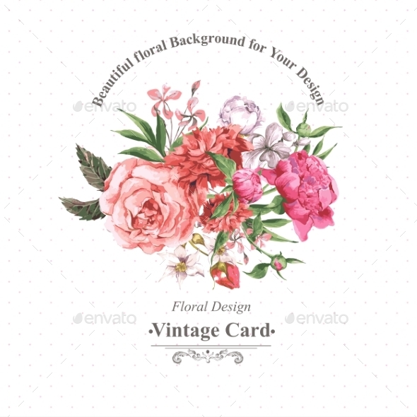 GraphicRiver Vintage Watercolor Greeting Card With Blooming 11498594 GraphicRiver Vintage Watercolor Greeting Card With Blooming 11498594