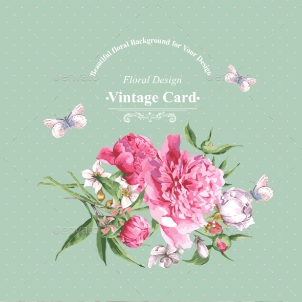 GraphicRiver Vintage Watercolor Greeting Card With Blooming 11498602 GraphicRiver Vintage Watercolor Greeting Card With Blooming 11498602