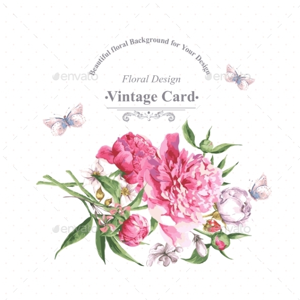 GraphicRiver Vintage Watercolor Greeting Card With Blooming 11498606 GraphicRiver Vintage Watercolor Greeting Card With Blooming 11498606