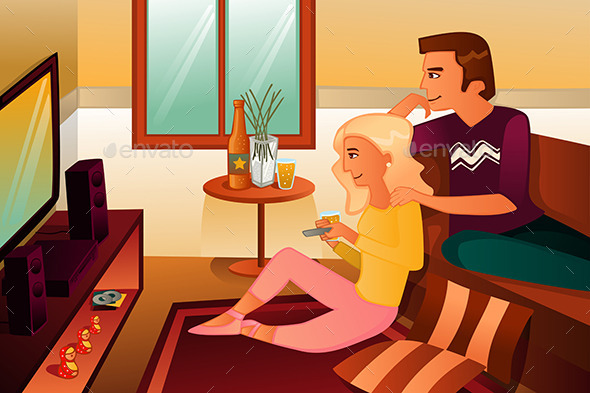 GraphicRiver Couple Watching TV at Home 11499706 GraphicRiver Couple Watching TV at Home 11499706
