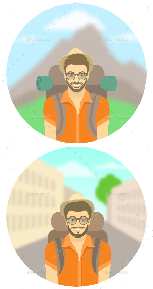 GraphicRiver Young Man Tourist with Backpack 11500957 GraphicRiver Young Man Tourist with Backpack 11500957