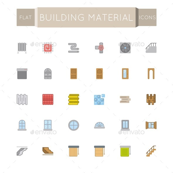 GraphicRiver Vector Flat Building Material Icons 11506682 GraphicRiver Vector Flat Building Material Icons 11506682