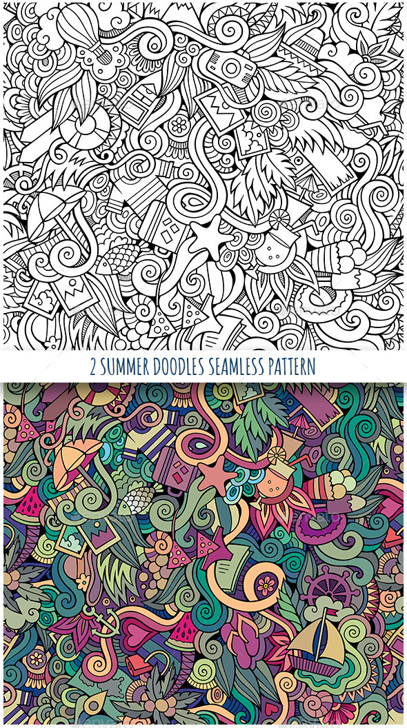GraphicRiver 2 Summer Holidays Doodles Seamless Patterns 11507538 GraphicRiver 2 Summer Holidays Doodles Seamless Patterns 11507538
