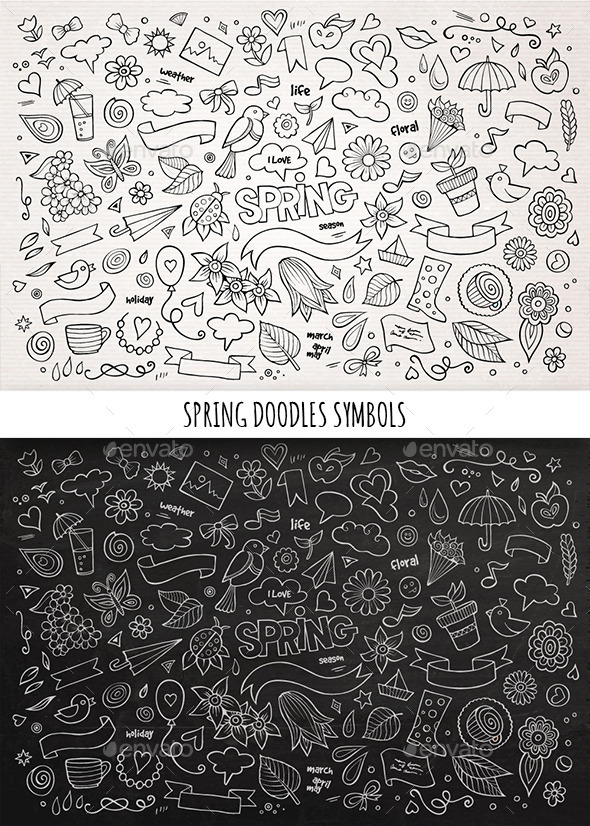 GraphicRiver Hand Drawn Spring Doodles Symbols 11507609 GraphicRiver Hand Drawn Spring Doodles Symbols 11507609