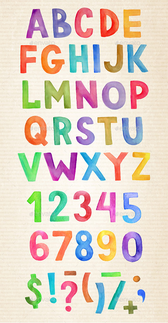 GraphicRiver Vector Watercolor Alphabet 11507630 GraphicRiver Vector Watercolor Alphabet 11507630