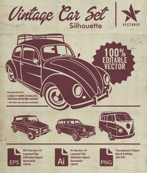 GraphicRiver VW Silhouette Car Set 11460973 GraphicRiver VW Silhouette Car Set 11460973