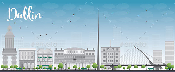GraphicRiver Dublin Skyline with Grey Buildings and Blue Sky 11510239 GraphicRiver Dublin Skyline with Grey Buildings and Blue Sky 11510239