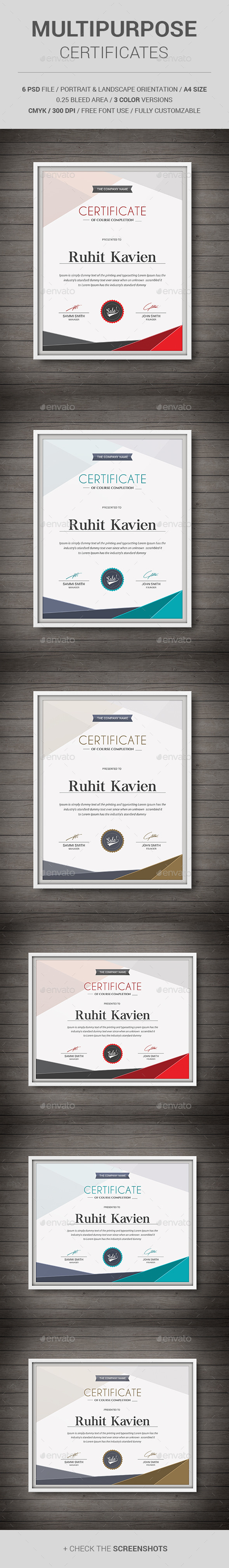GraphicRiver Multipurpose Certificates 11513450 GraphicRiver Multipurpose Certificates 11513450