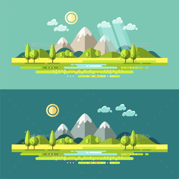 GraphicRiver Flat Nature Landscape Illustration 11513502 GraphicRiver Flat Nature Landscape Illustration 11513502