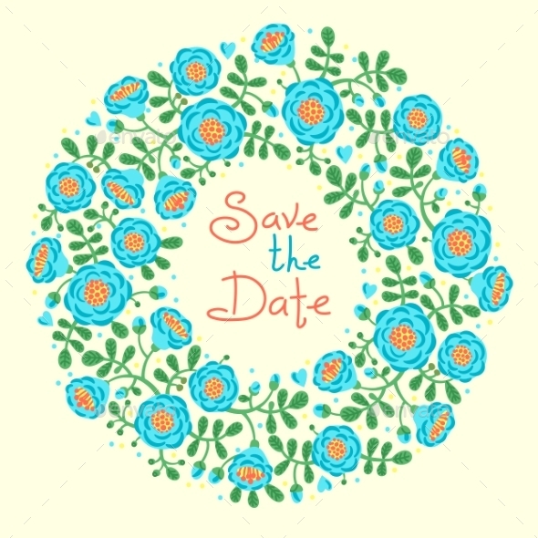 GraphicRiver Save The Date Invitation With Floral Wreath 11516708 GraphicRiver Save The Date Invitation With Floral Wreath 11516708