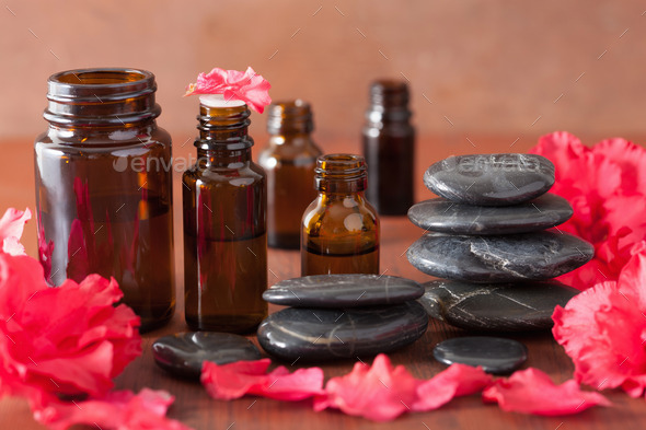 essential oil azalea flowers black massage stones