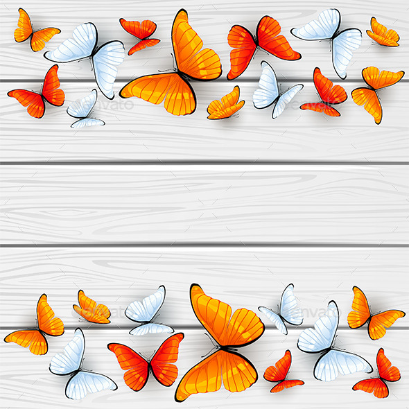 GraphicRiver Red and White Butterflies on Wooden Background 11531937 GraphicRiver Red and White Butterflies on Wooden Background 11531937
