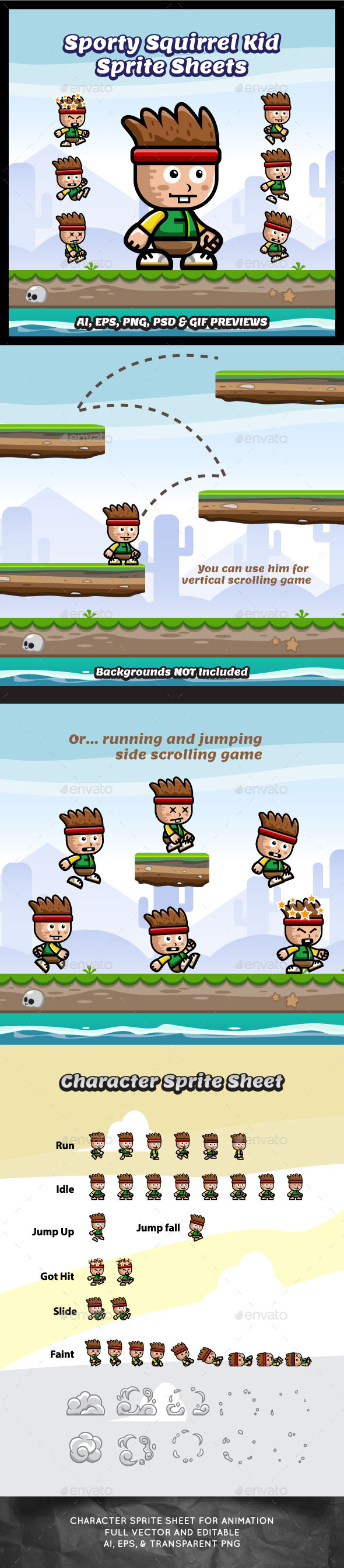GraphicRiver Squirrel Kid Game Character Spritesheets 11539056 GraphicRiver Squirrel Kid Game Character Spritesheets 11539056
