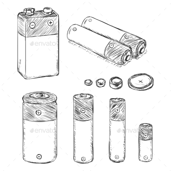 GraphicRiver Vector Set Of Sketch Batteries 11541192 GraphicRiver Vector Set Of Sketch Batteries 11541192