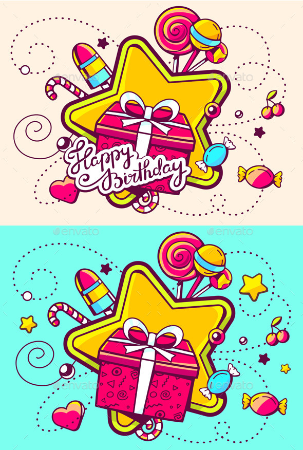 GraphicRiver Gift Box and Confection on Color Backgrounds 11540647 GraphicRiver Gift Box and Confection on Color Backgrounds 11540647