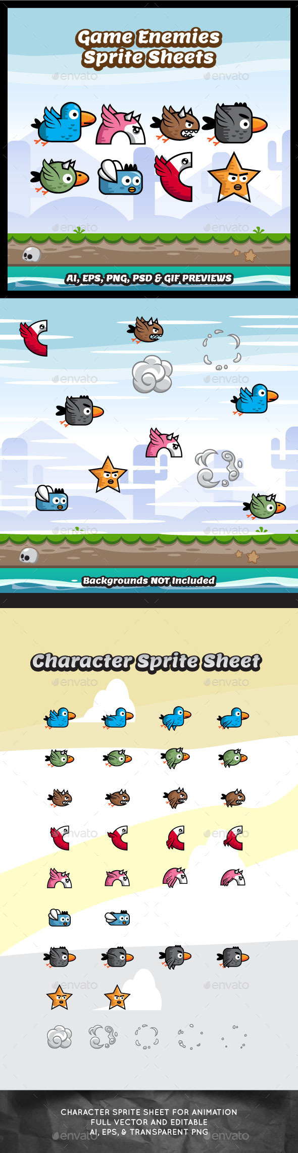 GraphicRiver Eight Game Enemies Sprite Sheets 11544495 GraphicRiver Eight Game Enemies Sprite Sheets 11544495