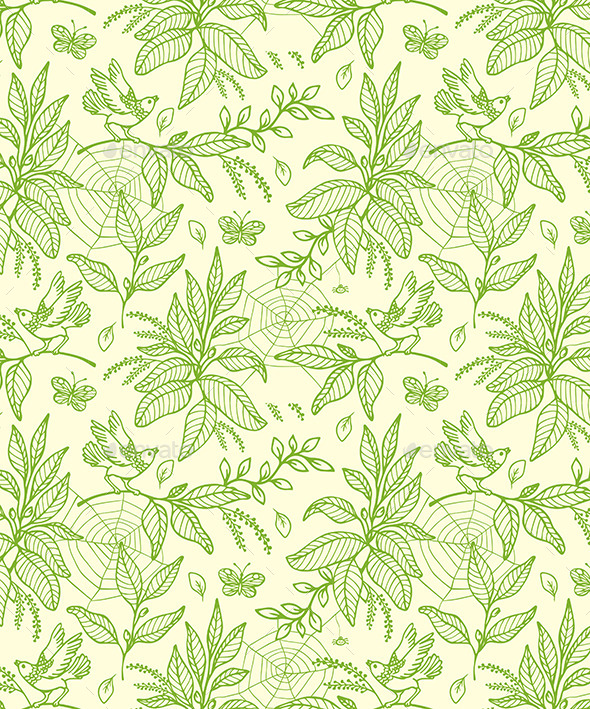 GraphicRiver Green Seamless Pattern with Plants and Birds 11546786 GraphicRiver Green Seamless Pattern with Plants and Birds 11546786
