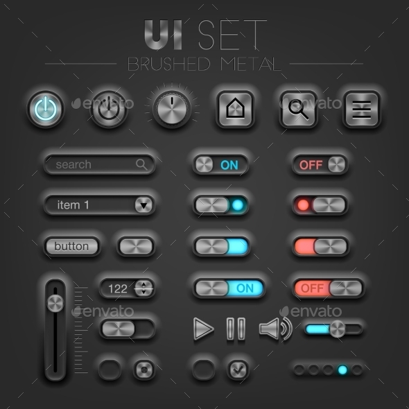 GraphicRiver Brushed Metal Dark UI 11548130 GraphicRiver Brushed Metal Dark UI 11548130
