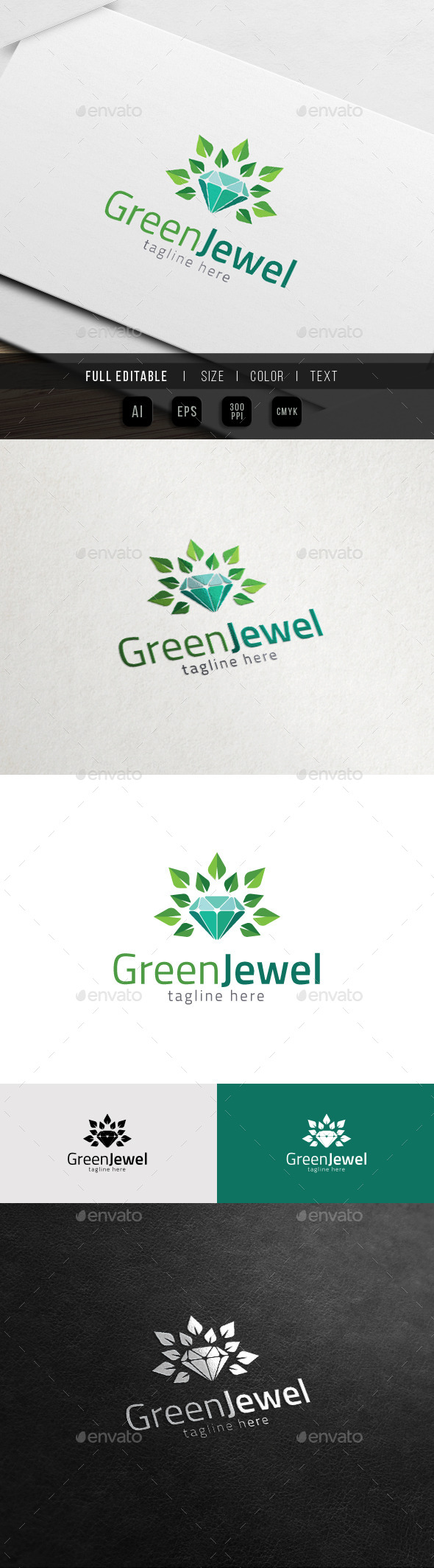 GraphicRiver Natural Jewel Green Gem Logo 11548296 GraphicRiver Natural Jewel Green Gem Logo 11548296