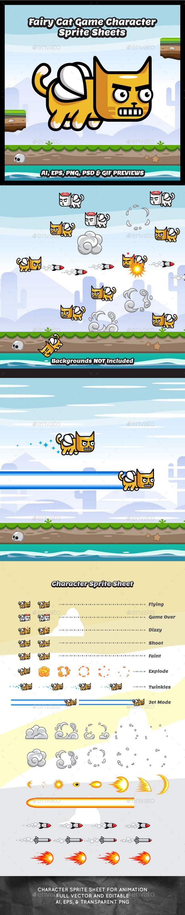 GraphicRiver Flappy Fairy Cat Game Character Sprite Sheets 11548551 GraphicRiver Flappy Fairy Cat Game Character Sprite Sheets 11548551