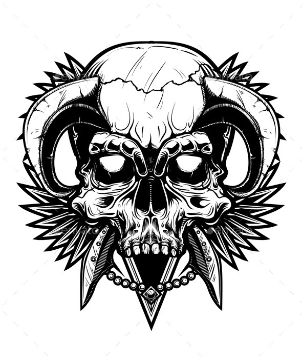 GraphicRiver Black and White Skull 11549039 GraphicRiver Black and White Skull 11549039