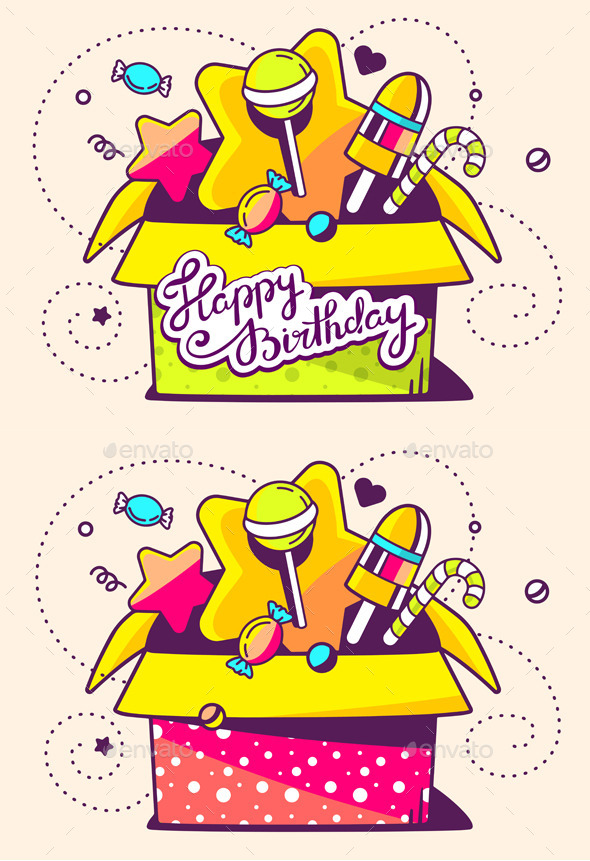 GraphicRiver Color Open Gift Box and Sweets 11551351 GraphicRiver Color Open Gift Box and Sweets 11551351