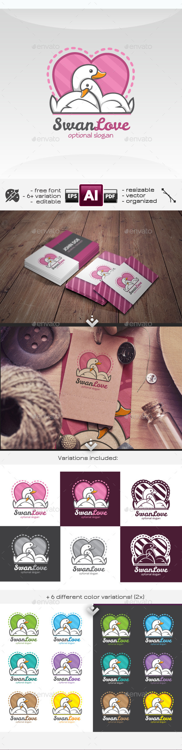 GraphicRiver Swan Love cute bird couple 11543288 GraphicRiver Swan Love cute bird couple 11543288