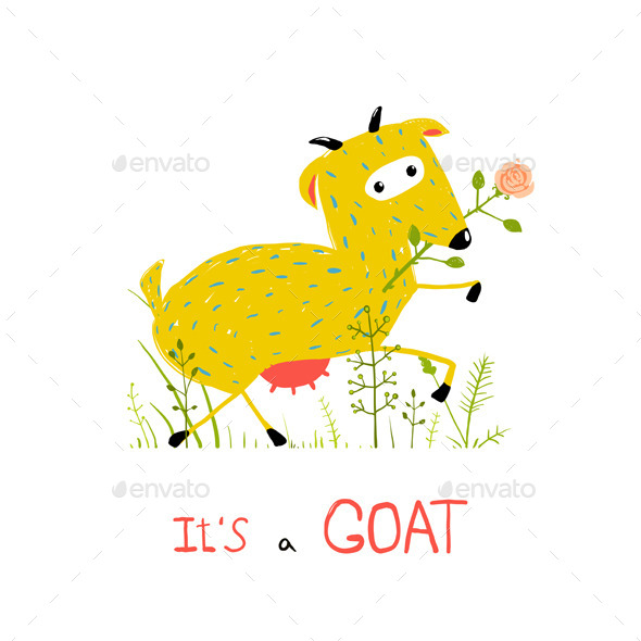 GraphicRiver Childish Colorful Fun Cartoon Goat Eating Flower 11552391 GraphicRiver Childish Colorful Fun Cartoon Goat Eating Flower 11552391