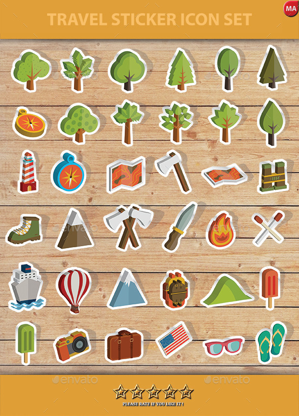 GraphicRiver Travel Sticker Icon set 11552552 GraphicRiver Travel Sticker Icon set 11552552