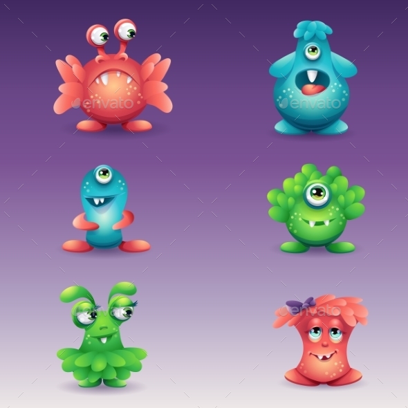 GraphicRiver Set of Colored Cartoon Monsters 11553517 GraphicRiver Set of Colored Cartoon Monsters 11553517