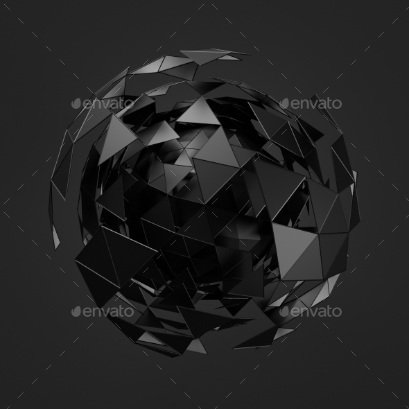 GraphicRiver Low Poly Black Sphere With Chaotic Structure 11554244 GraphicRiver Low Poly Black Sphere With Chaotic Structure 11554244