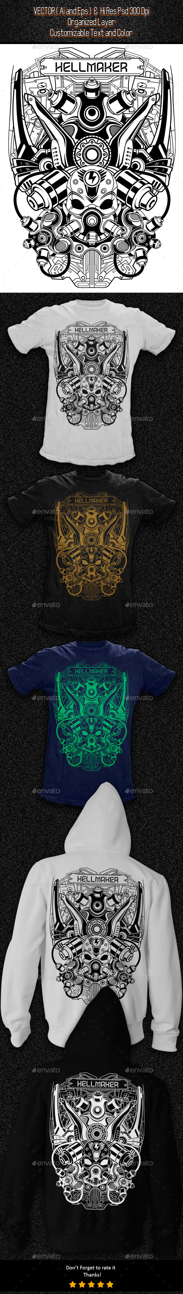 GraphicRiver Futuristic Skull T-shirt Illustration 11554246 GraphicRiver Futuristic Skull T-shirt Illustration 11554246
