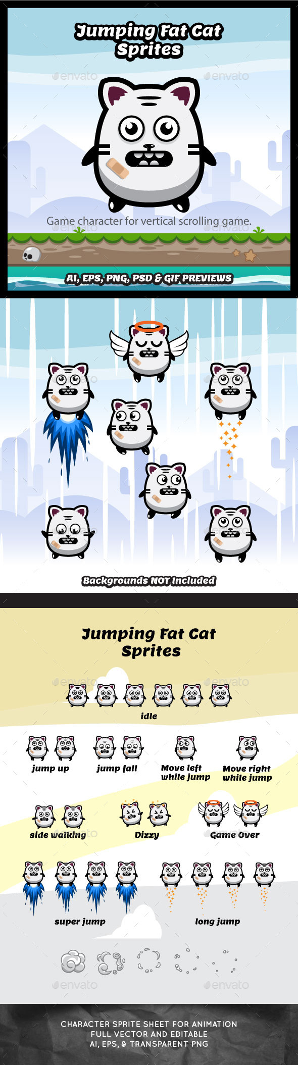 GraphicRiver Jumping Fat Cat Game Character Spritesheets 11557159 GraphicRiver Jumping Fat Cat Game Character Spritesheets 11557159