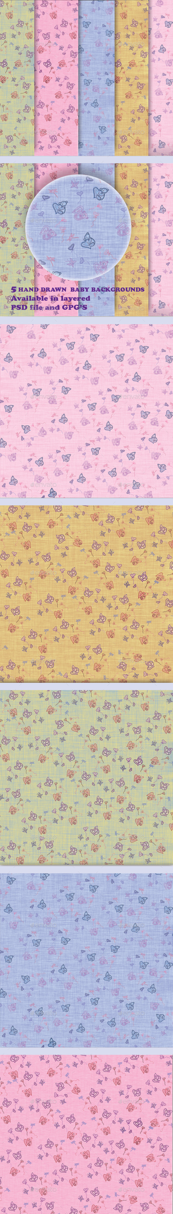GraphicRiver Set of 5 Baby Background 11557209 GraphicRiver Set of 5 Baby Background 11557209