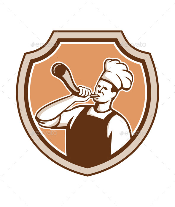 GraphicRiver Chef Cook Blowing Bullhorn Shield Retro 11557234 GraphicRiver Chef Cook Blowing Bullhorn Shield Retro 11557234