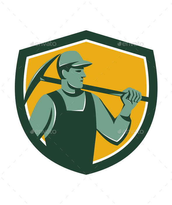 GraphicRiver Coal Miner With Pick Axe Shield Retro 11557245 GraphicRiver Coal Miner With Pick Axe Shield Retro 11557245