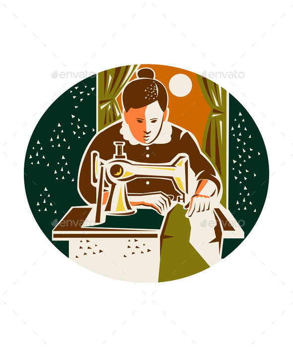 GraphicRiver Seamstress Dressmaker Sewing Oval Retro 11557270 GraphicRiver Seamstress Dressmaker Sewing Oval Retro 11557270
