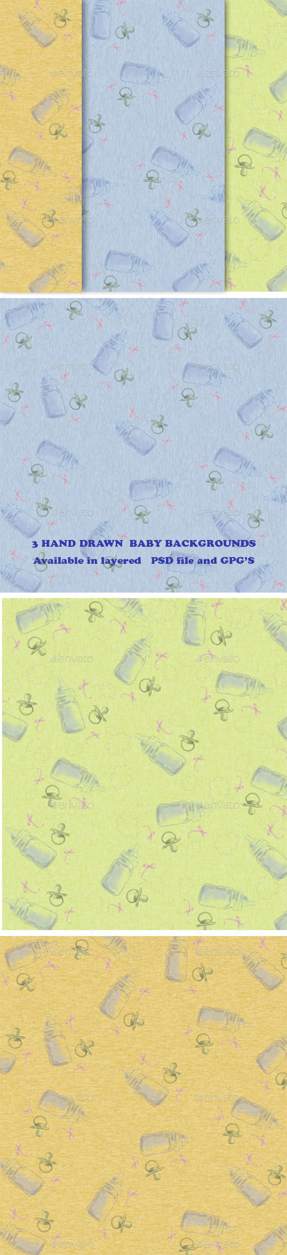 GraphicRiver Set of 3 Hand Drawen Baby Backgrounds 11557341 GraphicRiver Set of 3 Hand Drawen Baby Backgrounds 11557341