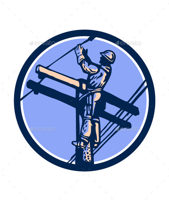 GraphicRiver Power Lineman Repairman Climb Pole Retro Circle 11557352 GraphicRiver Power Lineman Repairman Climb Pole Retro Circle 11557352