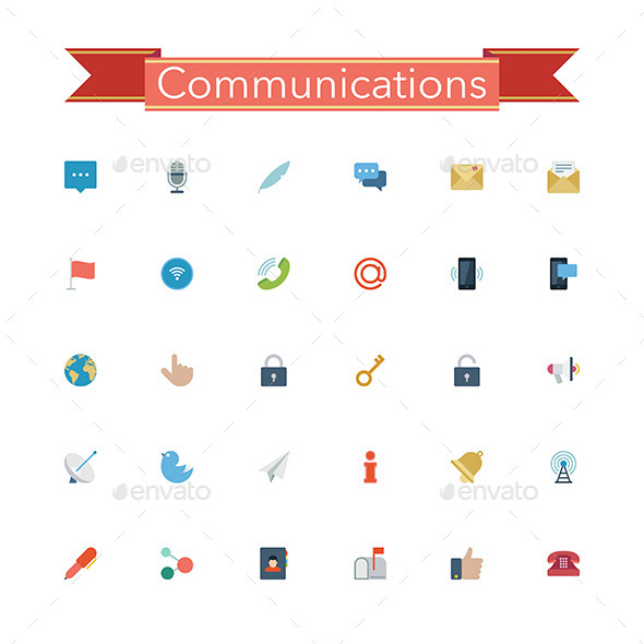 GraphicRiver Communications Flat Icons 11557514 GraphicRiver Communications Flat Icons 11557514