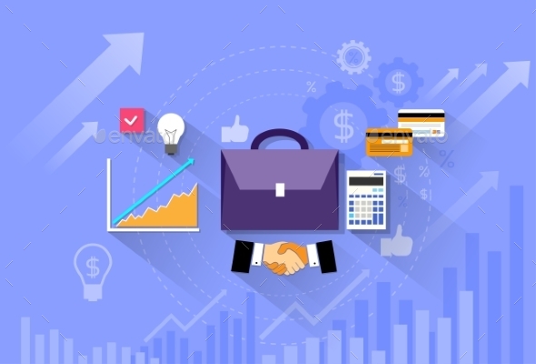 GraphicRiver Briefcase Handshake Financial Chart Flat Vector 11557991 GraphicRiver Briefcase Handshake Financial Chart Flat Vector 11557991