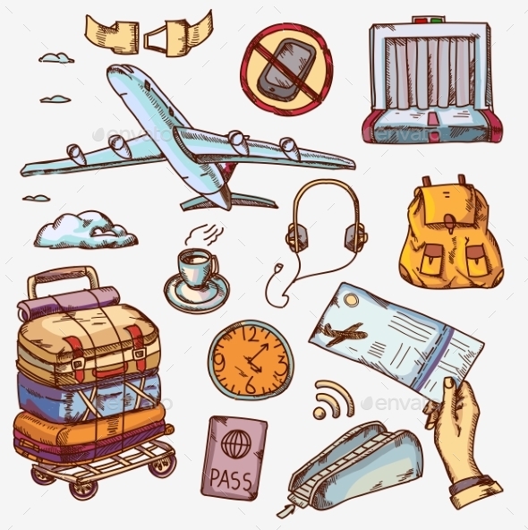 GraphicRiver Airport And Air Travel Icons Concept Traveling 11559349 GraphicRiver Airport And Air Travel Icons Concept Traveling 11559349