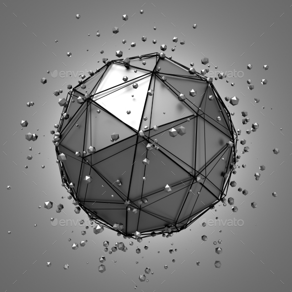 GraphicRiver Abstract 3D Rendering Of Low Poly Metal Sphere 11560934 GraphicRiver Abstract 3D Rendering Of Low Poly Metal Sphere 11560934