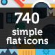 740 Simple Flat Icons Set