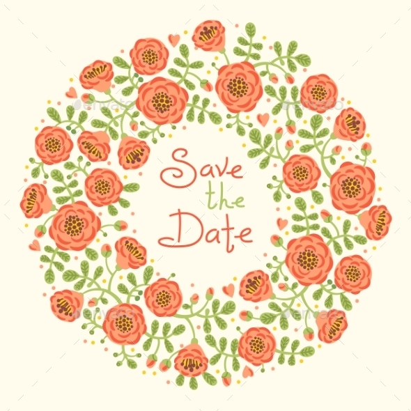 GraphicRiver Save The Date Invitation With Floral Wreath 11562137 GraphicRiver Save The Date Invitation With Floral Wreath 11562137