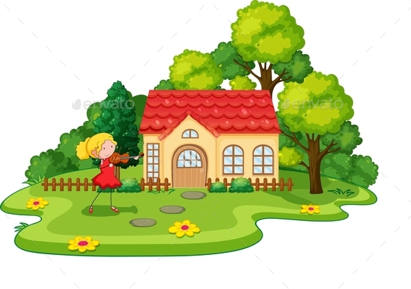 GraphicRiver Girl and House 11562156 GraphicRiver Girl and House 11562156